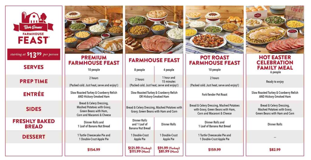 Bob Evans Holiday menu