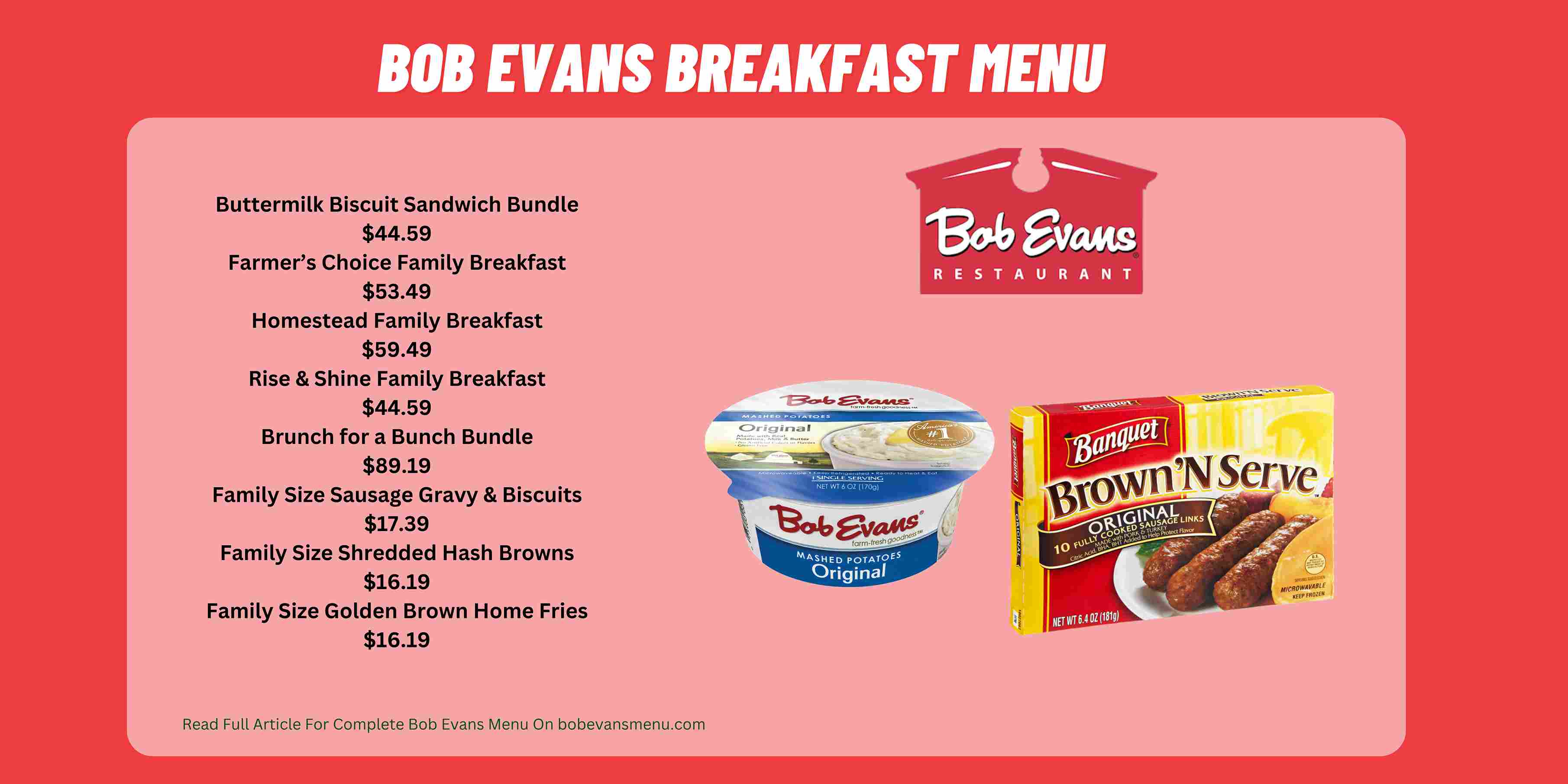 Bob Evans Breakfast Menu Prices 2024