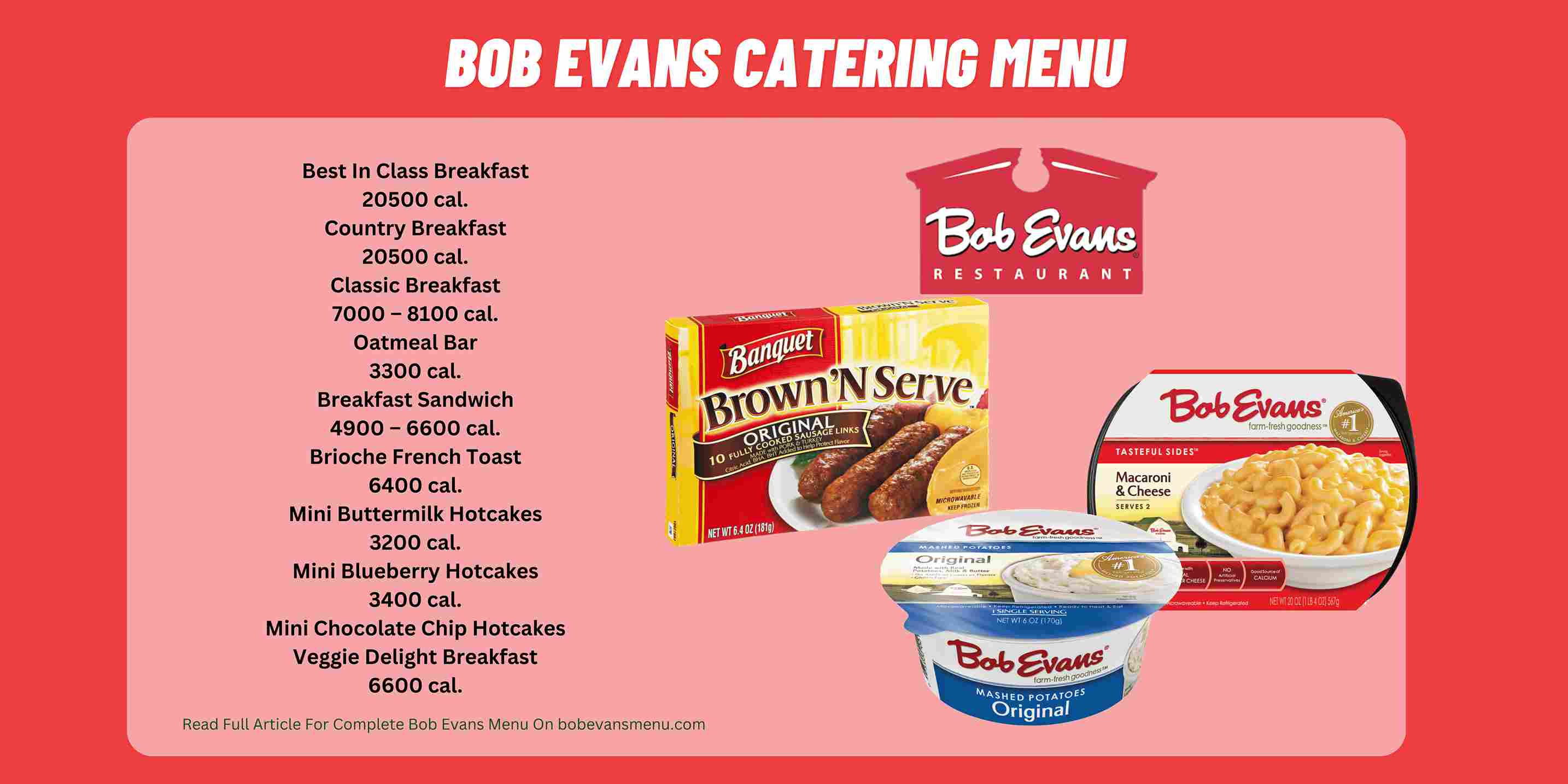 Bob Evans Catering Menu 2024